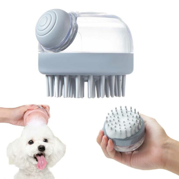 Megabilligt Shampoo Børste Til Hund - Vask, Shampooing Og Massage Grå