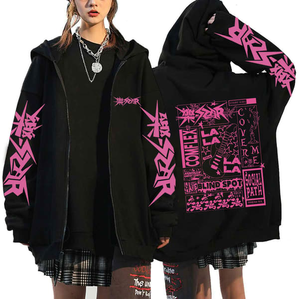 Koreanska Stjärnan Stray Kids Sångarkombination Perifer Harajuku Tryck Tröja Huvtröja Lös Dragkedja Tröja Grossist