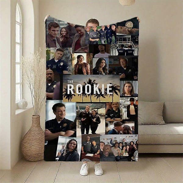 The Rookie TV-serie-tema flanellteppe - Mykt, varmt helårsteppe med ikoniske karakterer, perfekt for seng, sofa, Of-POYGH419