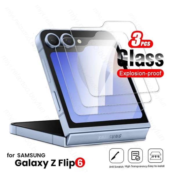 Samsung Z Flip6 5G Deksel 3 stk 9H Premium Herdet Glass Bakskjermbeskytter Til Galaxy Zf Flip 6 Z6 Zflip6 2024 HD Glass Transparent-3Pc