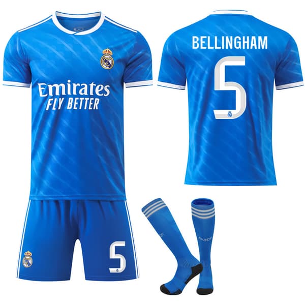 25-26 Real Madrid Vieraspaidan sininen jalkapallopaita sukilla No.5 Bellingham