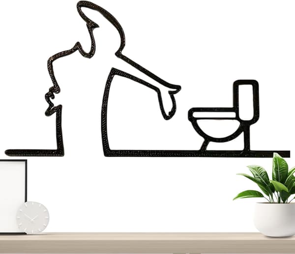Toilet Skilt - Sjov Badeværelsesindretning Toilet Dørskilte, Abstrakt Kunst Jern Vægdekoration til Indendørs Soveværelse Toilet Lejlighed Restaurant