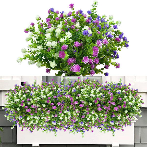 6 st UV-resistent konstgjorda blommor i plast för utomhusbruk