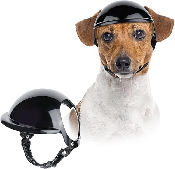 (S)Hjelm til hund, hovedbeskyttelse, kæledyrshjelm med ørehuller, motorcykeludstyr til vandreture, cykling, kørsel