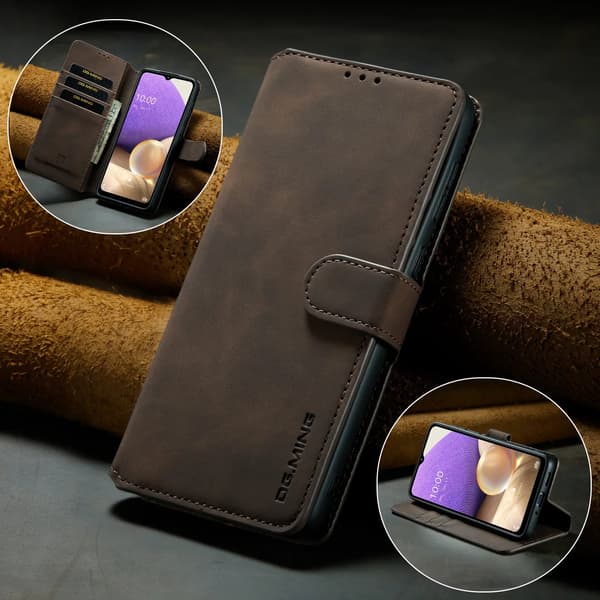 (Samsung Galaxy S20+):lle DG.MING Premium Retro Nahkainen Lompakkokotelo – Magneettinen Flip-kotelo Korttipaikoilla &amp; Jalustalla