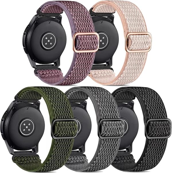 Sæt med 5 elastikbånd kompatible med Samsung Galaxy Watch 7 6 5 4 40/44 mm/Galaxy Watch 6 4 42/46 mm 43/47 mm/Active 2