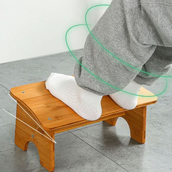 Fotpall under skrivbord, halkfri, trötthetslindrande, robust trä, multifunktionell fotstöd för hemmakontor, lutande stil