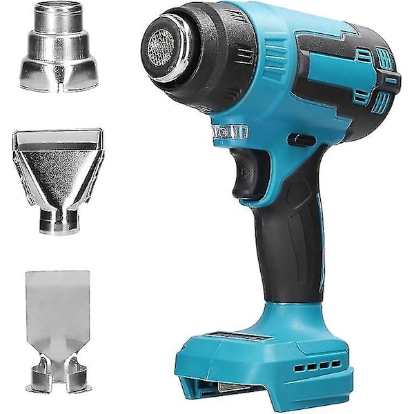 Batteridrevet varmepistol, varmepistol for Makita 18 V batteri, med reduksjon, bred dyse, reflektordyse, temperatur opptil 550 C, LED-belysning - Perfekt