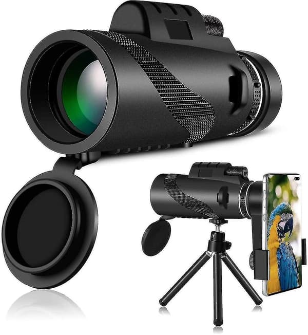 Monokular 80x100 Høj Effekt Hd Monokular Starscope Monokular med Smartphone Holder og Vandtæt Stativ til Fuglekiggeri, Jagt - Perfekt