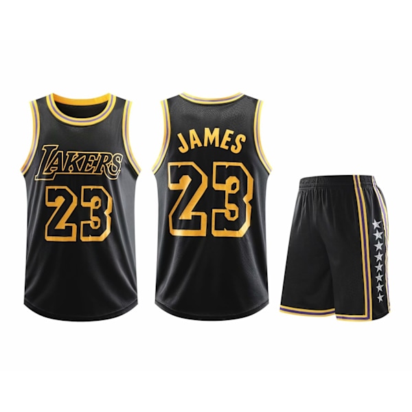 #23 LeBron James Basketball Draksett Lakers Barn Uniform Svart - Perfet