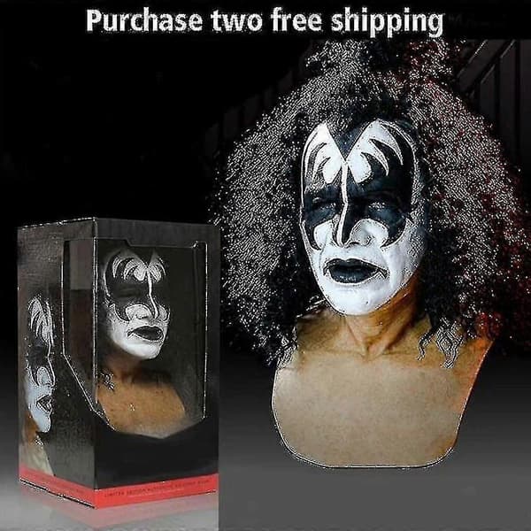 Halloween Kiss Band Vokalist Simmons Maske Cosplay Rekvisitter Party Hodeplagg Kostyme Tilbehør Gave-Perfekt