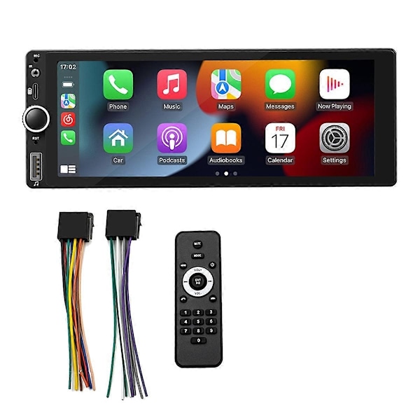 1 Din 6.86inch HD Bilradio Multimedia Carplay berøringsskjerm Speilkobling Stereo Bluetooth USB FM Cam-Perfet