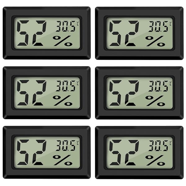 Digital termometer hygrometer mini digital termometer hygrometer och fuktmätare svart (6-pack - fyrkantig) - perfekt