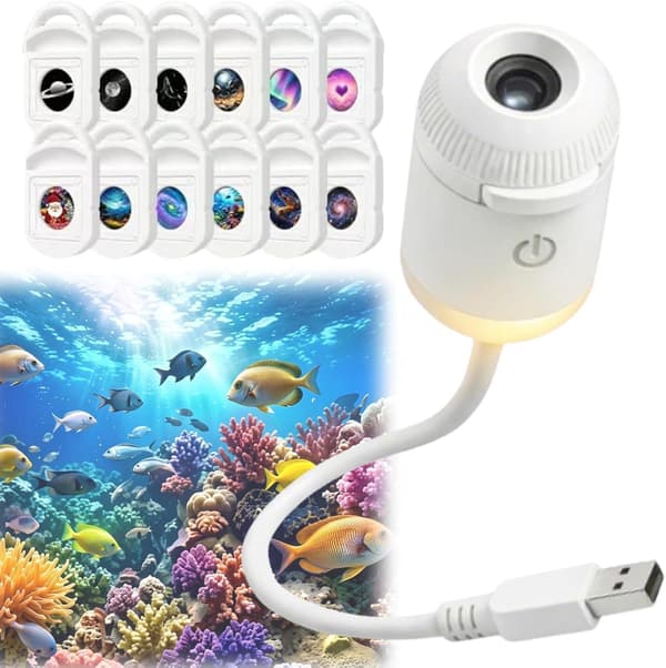 Høyoppløselig intelligent dynamisk 5D holografisk nattlysprojektor, plug-and-play høyoppløselig stjernehimmelprojektor, 360° USB galakse