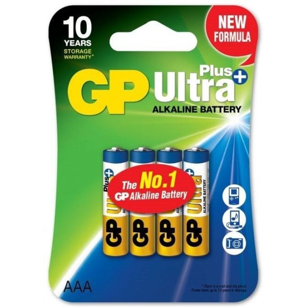 GP Gp Ultra Plus Alkaline Aaa Batteri, 24aup/lr03, 4-pak