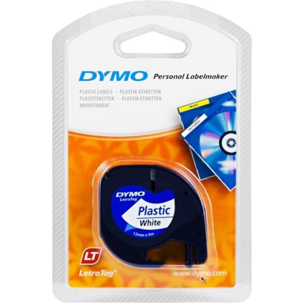 DYMO Dymo Letratag, Plasttape, Hvid, 12mm, 4m - 91221