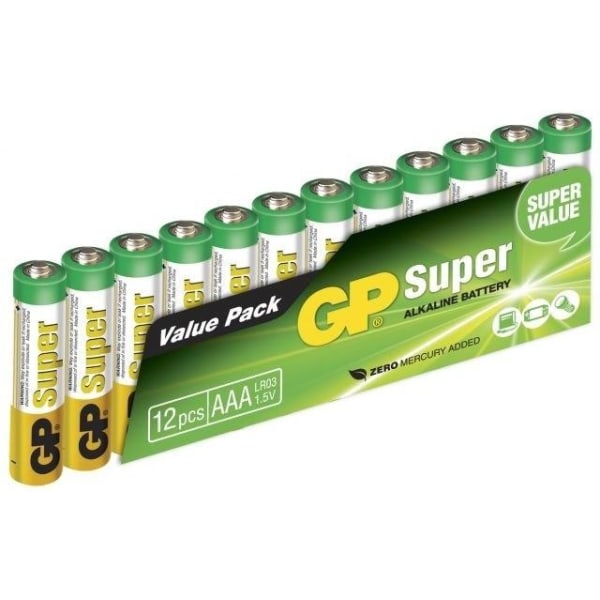 GP Gp Super Alkaline Aaa Batteri, 24a/lr03, 12-pak