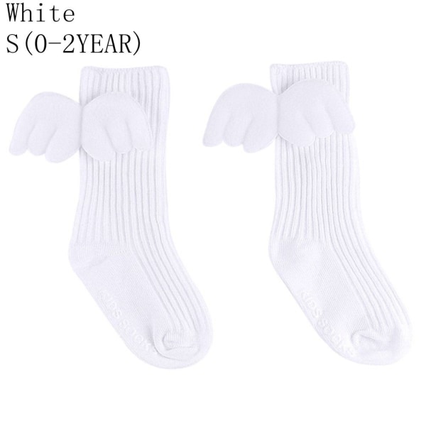 0-4 Years Baby Wings Socks High Knee Stockings Leg Warmer White S