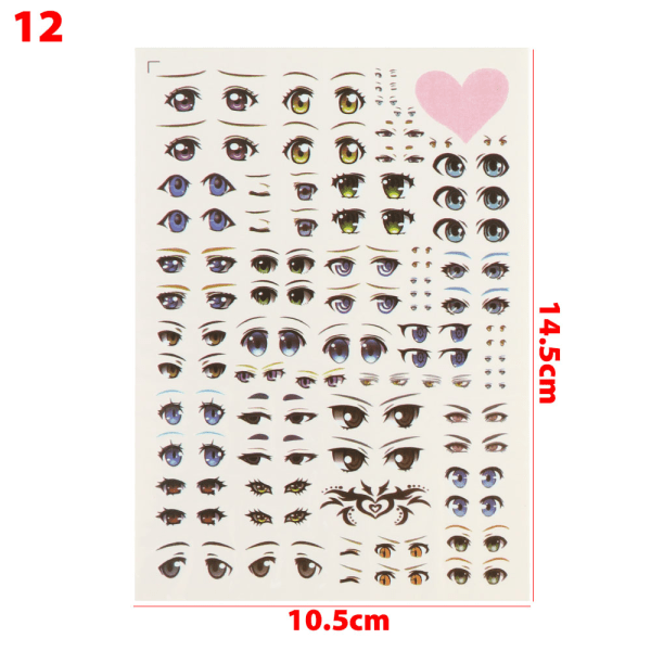 1 Sheet Cute Sticker Cartoon Eyes Stickers Clay Decals 12