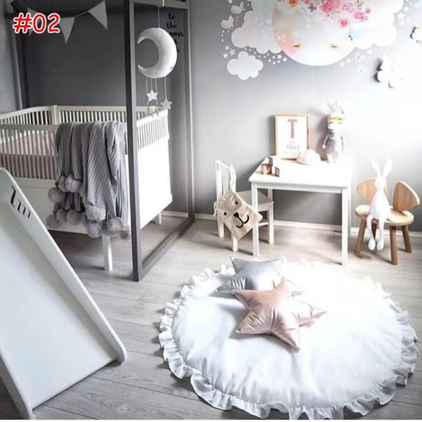 100cm Baby Play Mats Crawling Carpet Round Lace Blanket 2