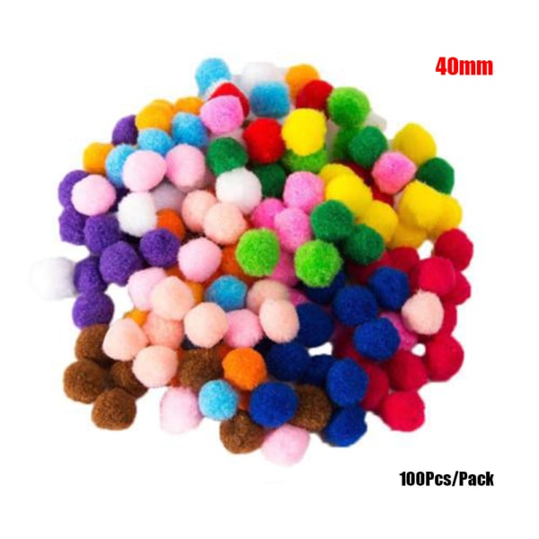 100pcs/pack Mix Color Plush Craft Pompoms Soft Fluffy Balls 40mm