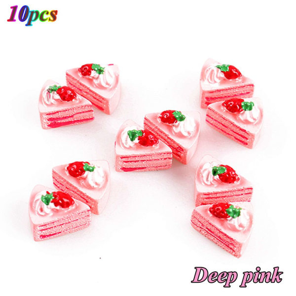 10pcs Triangle Cake Fake Food Model Dollhouse Toy Deep Pink