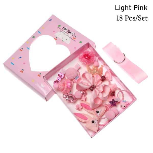 18 Pcs / Set Baby Headdress Bow Hair Clip Flower Light Pink