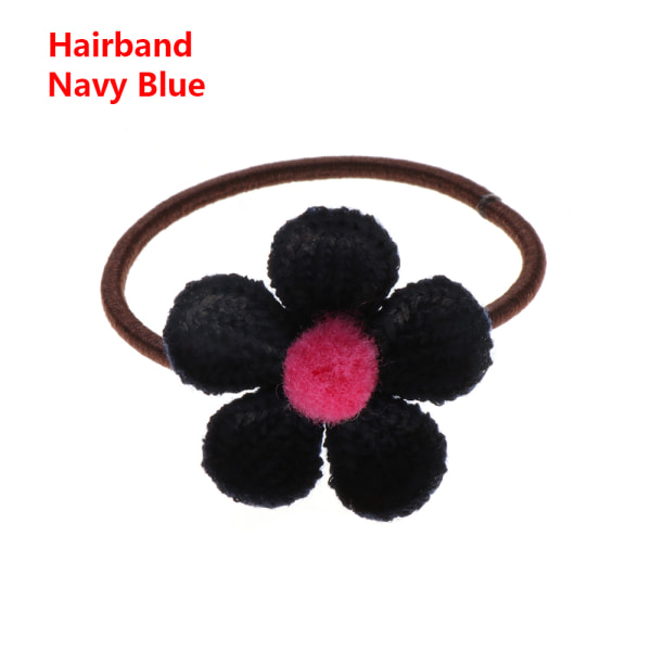 2pcs Baby Flower Hairband Princess Hair Clip Pompon Headband Navy Blue
