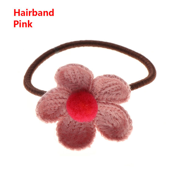 2pcs Baby Flower Hairband Princess Hair Clip Pompon Headband Pink