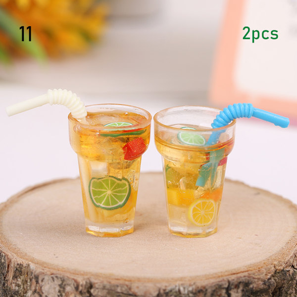 2pcs Miniature Food Mini Resin Fruit Simulation Drinks Bottle 11