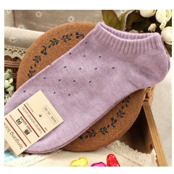 Ankle Socks Polka Dots Cotton Purple