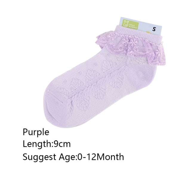 Baby Ankle Socks Knitted Stockings Cotton Purple S