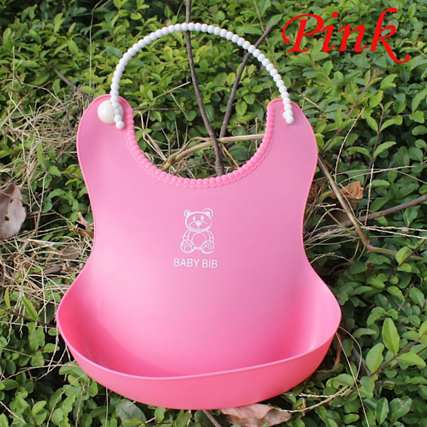 Baby Bibs Waterproof Silicone Pink