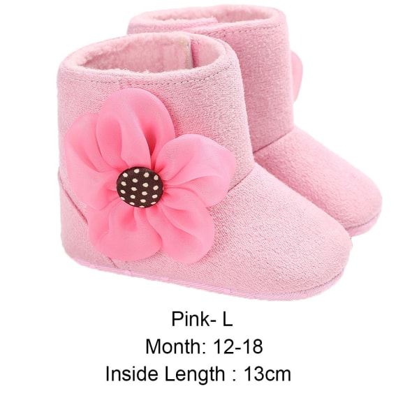 Baby Flower Shoes Winter Boots Fuzzy Pink L