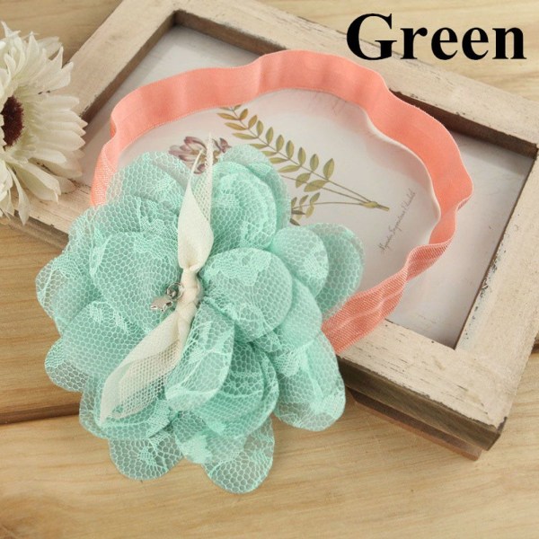 Baby Headband Lace Flower Hair Band Green