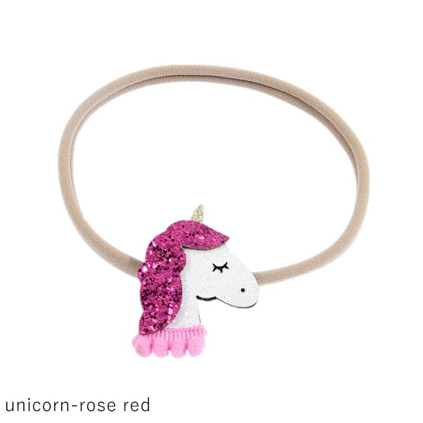 Baby Headband Unicorn Hairband Rainbow Headwear Rose Red