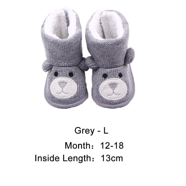 Baby Knitting Shoes Warm Boots First Walkers Grey L