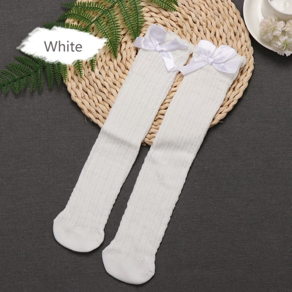 Baby Lace Socks Bowknot Pantyhose Knee High Stockings White