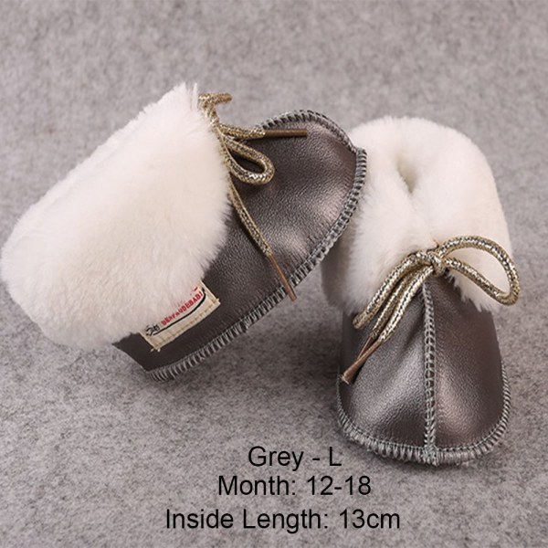 Baby Shoes Warm Boots Fleece Grey L