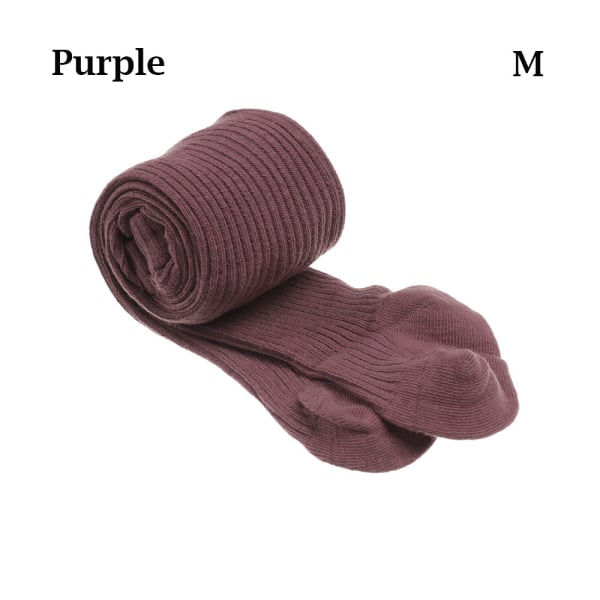 Baby Tights Warm Pantyhose Ribbed Stockings Purple M