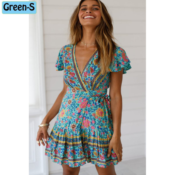 Beach Dress Boho Dresses Sundress Green S