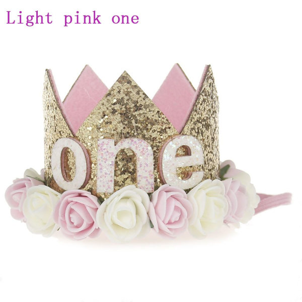 Birthday Hat Hair Band Crown Light Pink One