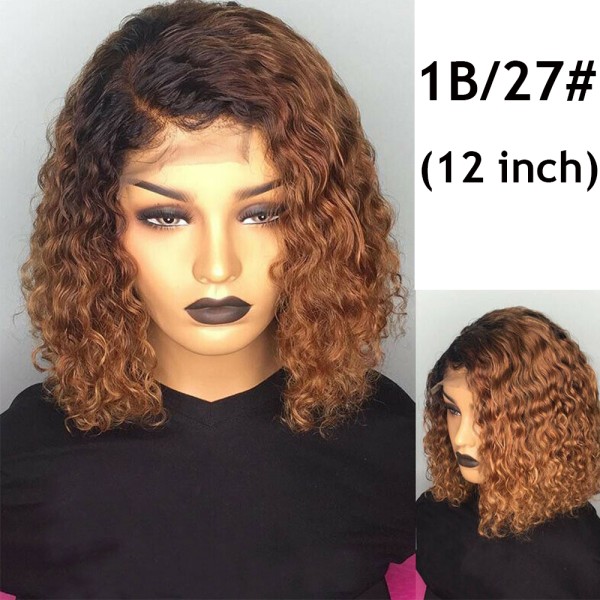 Bob Wig Lace Front Short Curly Hair 12 Inch 1b/27