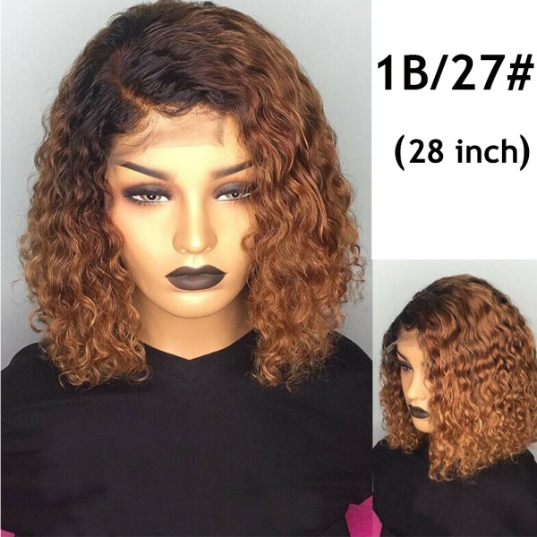 Bob Wig Lace Front Short Curly Hair 28 Inch 1b/27