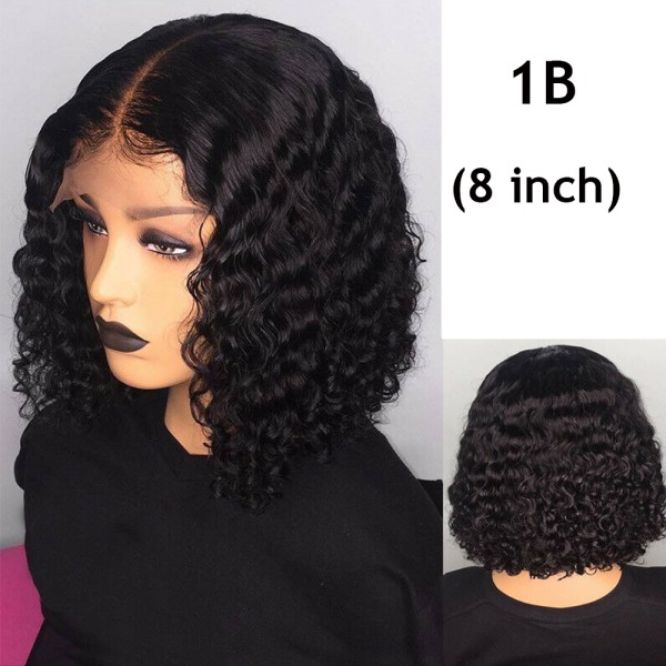 Bob Wig Lace Front Short Curly Hair 8 Inch 1b