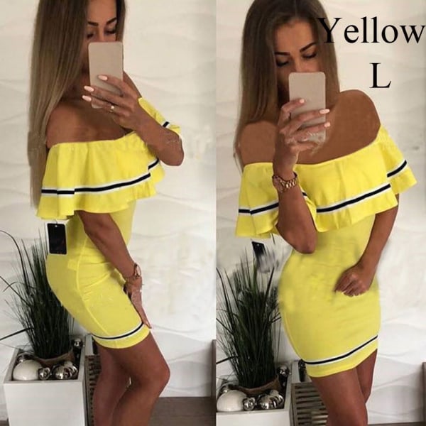 Bodycon Dresses Mini Dress Women's Clothing Yellow L