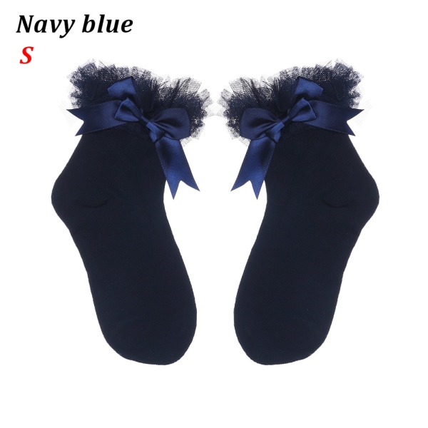 Bow Tutu Socks Baby Girls Leggings Kids Sock Navy Blue S
