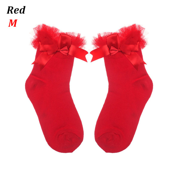 Bow Tutu Socks Baby Girls Leggings Kids Sock Red M