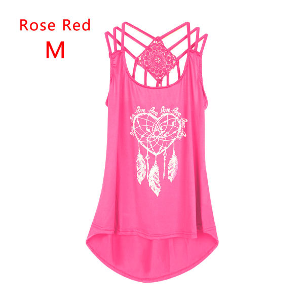 Casual Tops Sling Tank Spaghetti Straps Rose Red M