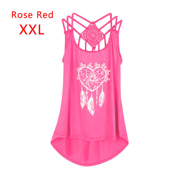 Casual Tops Sling Tank Spaghetti Straps Rose Red Xxl